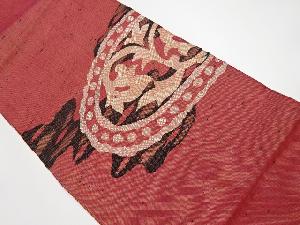 リサイクル　花唐草模様織り出し紬名古屋帯